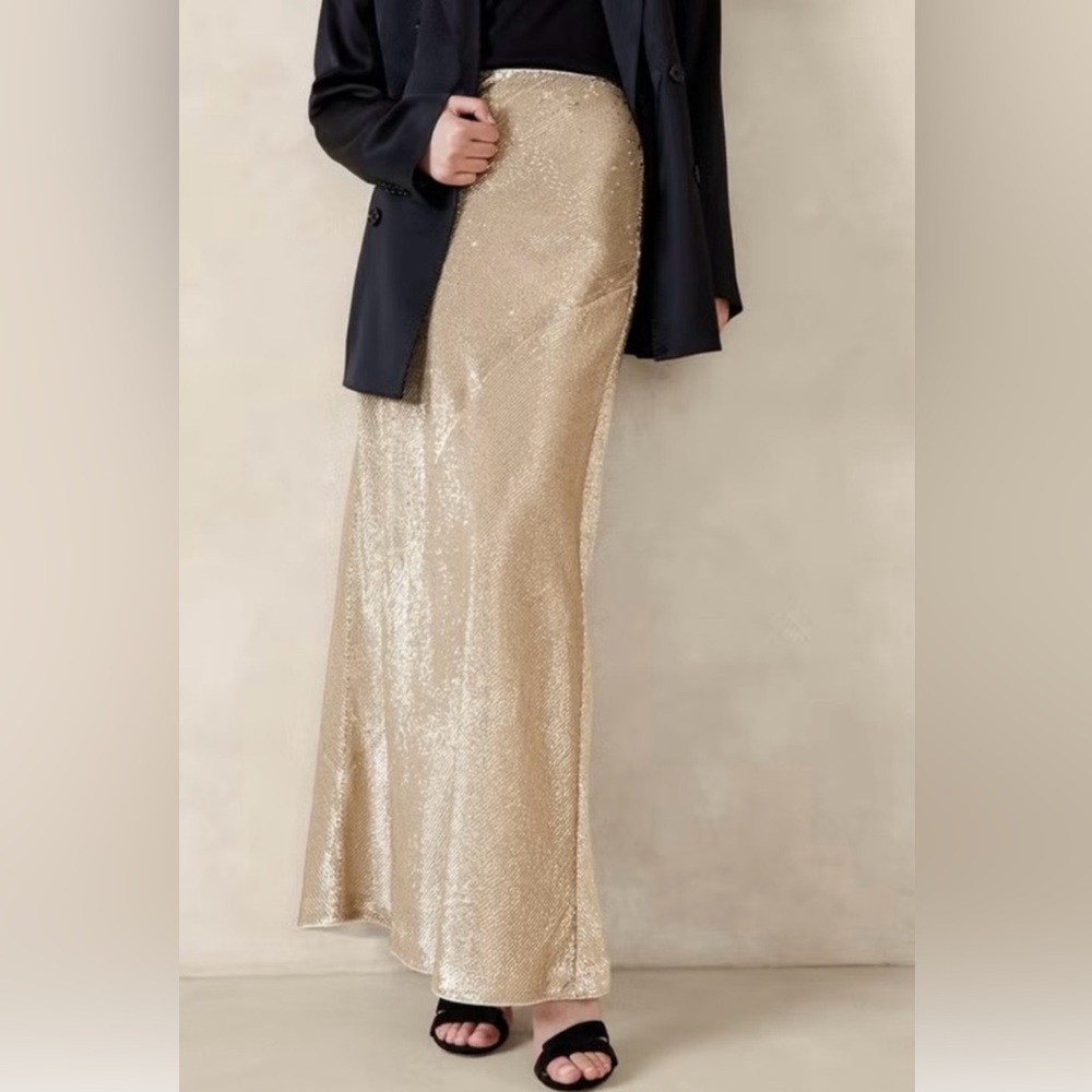Banana Republic Shimmering Gold Maxi Skirt